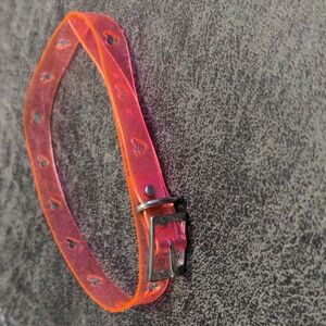 Hot Pink Transparent Heart Shaped Cut Out Collar Adjustable Buckle Rave Choker